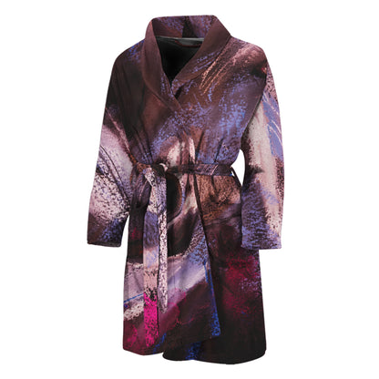 Dark Pink Horse Painting Print Men's Bathrobe