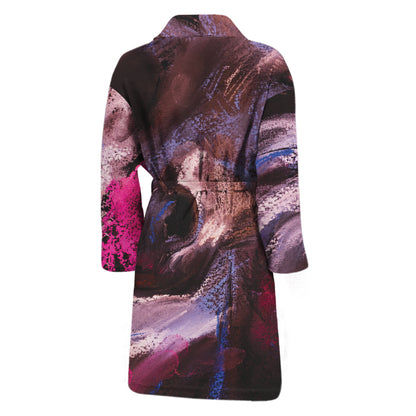 Dark Pink Horse Painting Print Men's Bathrobe