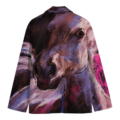 Dark Pink Horse Painting Print Men's Blazer
