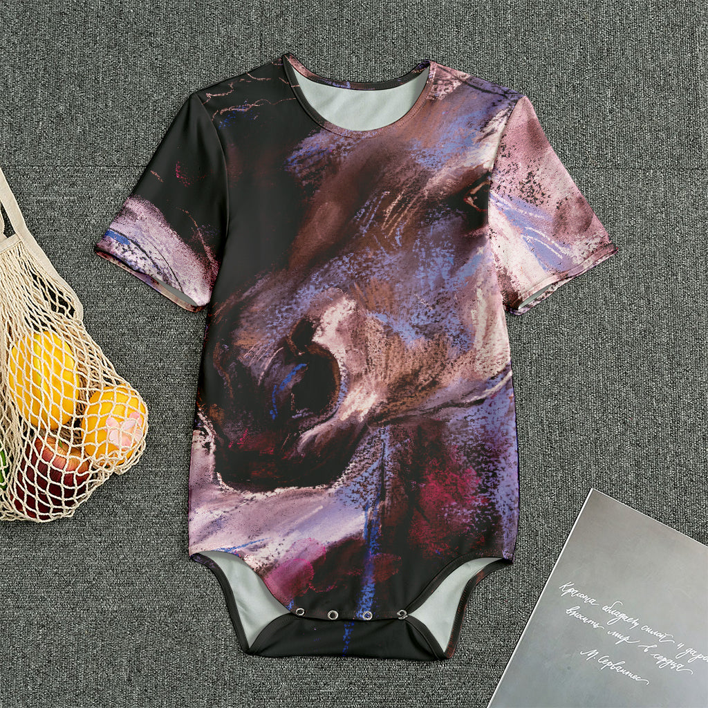 Dark Pink Horse Painting Print Men's Bodysuit
