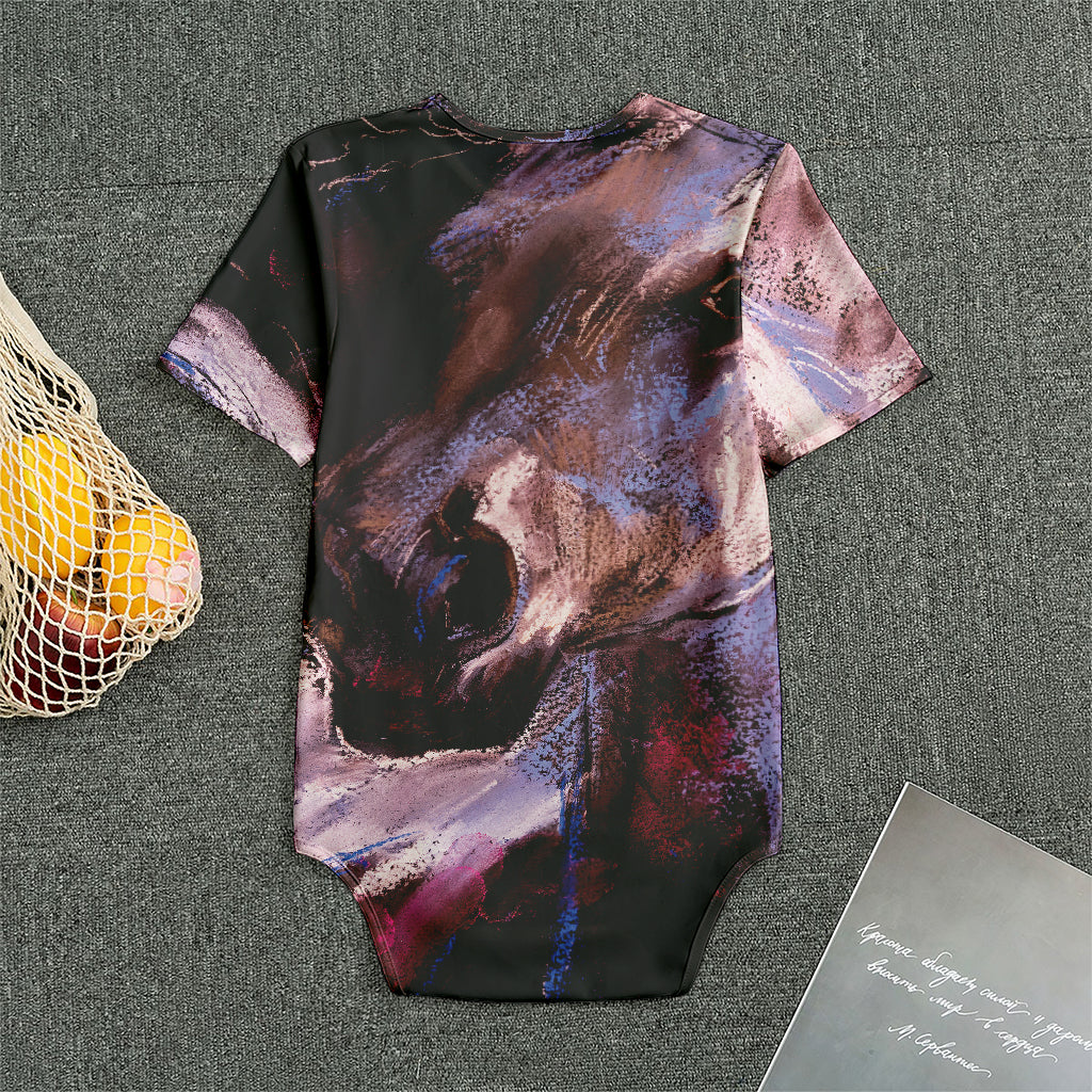 Dark Pink Horse Painting Print Men's Bodysuit