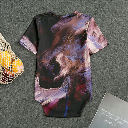Dark Pink Horse Painting Print Men's Bodysuit