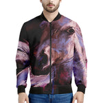 Dark Pink Horse Painting Print Men's Bomber Jacket