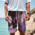 Dark Pink Horse Painting Print Men's Cargo Shorts