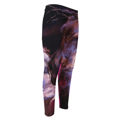 Dark Pink Horse Painting Print Men's Compression Pants
