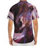 Dark Pink Horse Painting Print Men's Deep V-Neck Shirt