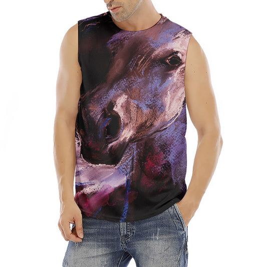 Dark Pink Horse Painting Print Men's Fitness Tank Top
