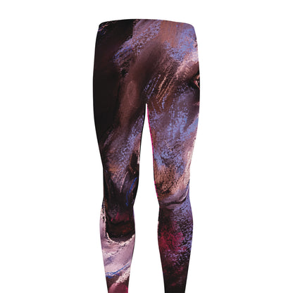 Dark Pink Horse Painting Print Men's leggings