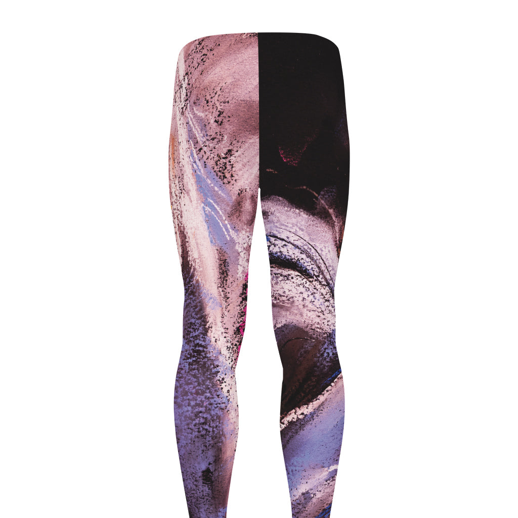 Dark Pink Horse Painting Print Men's leggings