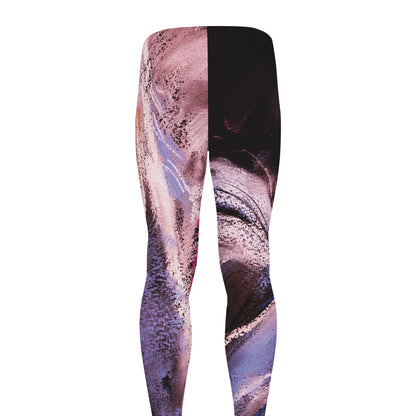 Dark Pink Horse Painting Print Men's leggings