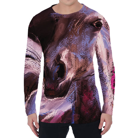 Dark Pink Horse Painting Print Men's Long Sleeve T-Shirt