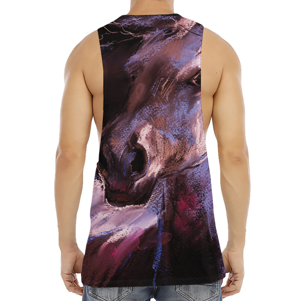 Dark Pink Horse Painting Print Men's Muscle Tank Top