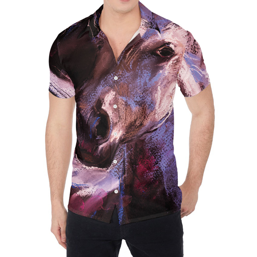 Dark Pink Horse Painting Print Men's Shirt