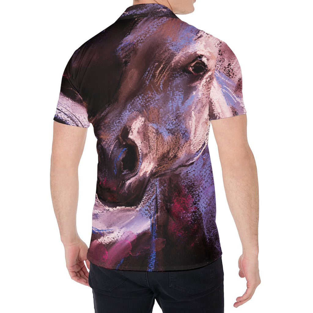 Dark Pink Horse Painting Print Men's Shirt