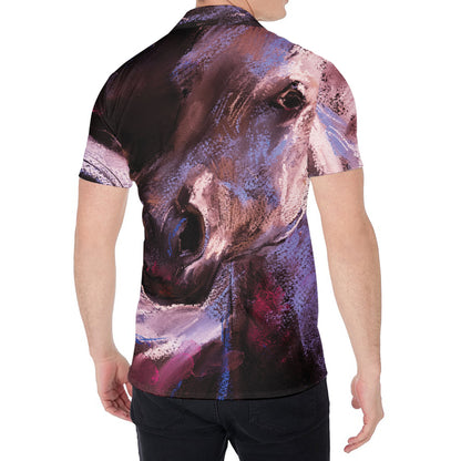 Dark Pink Horse Painting Print Men's Shirt
