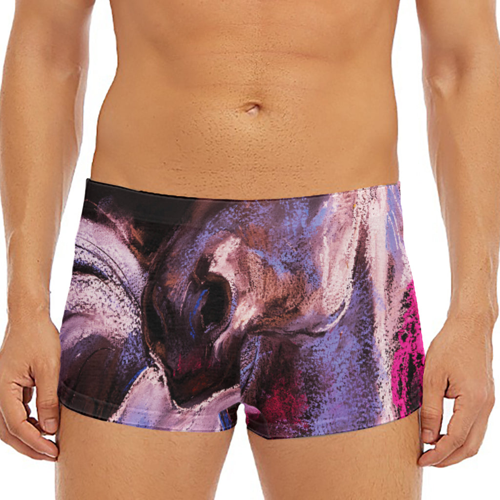 Dark Pink Horse Painting Print Men's Short Boxer Briefs