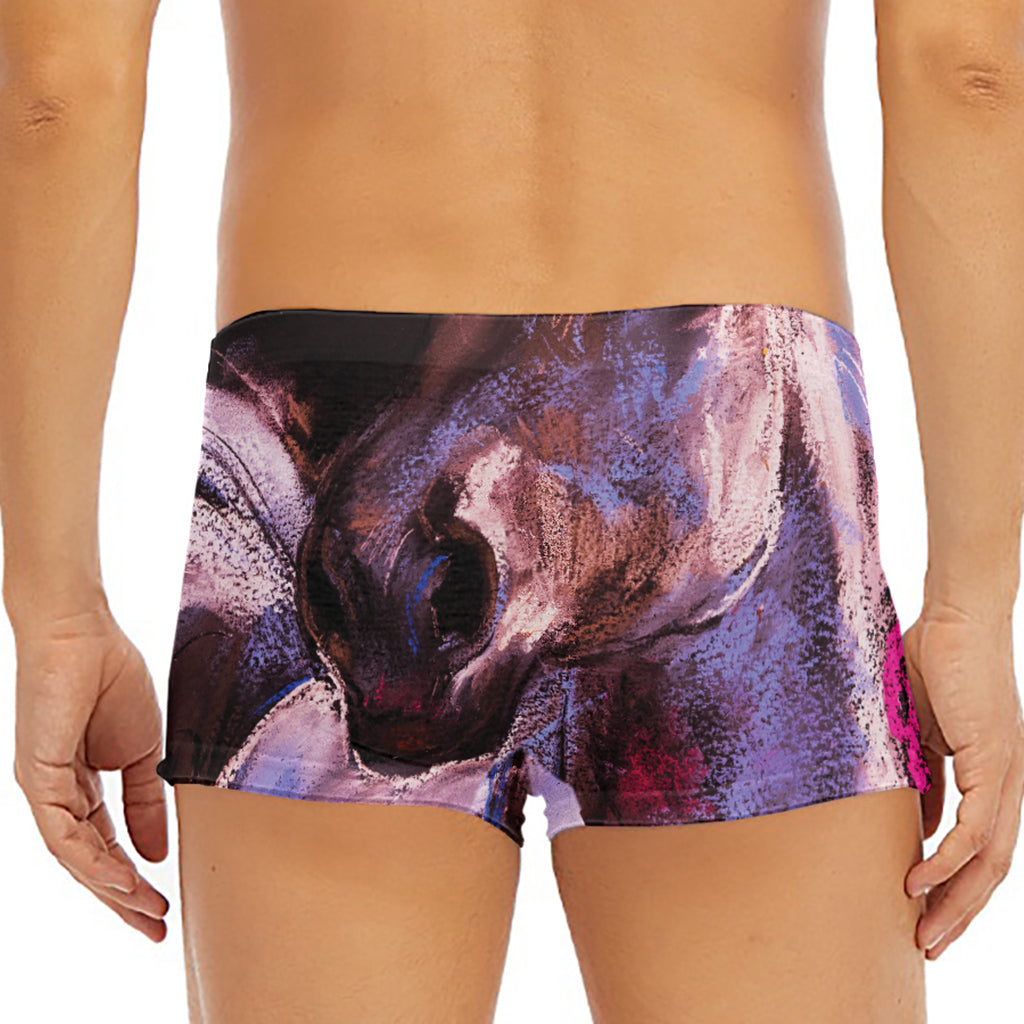 Dark Pink Horse Painting Print Men's Short Boxer Briefs