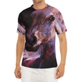 Dark Pink Horse Painting Print Men's Short Sleeve Rash Guard