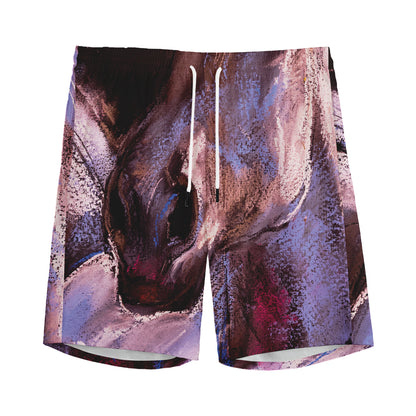 Dark Pink Horse Painting Print Men's Sports Shorts