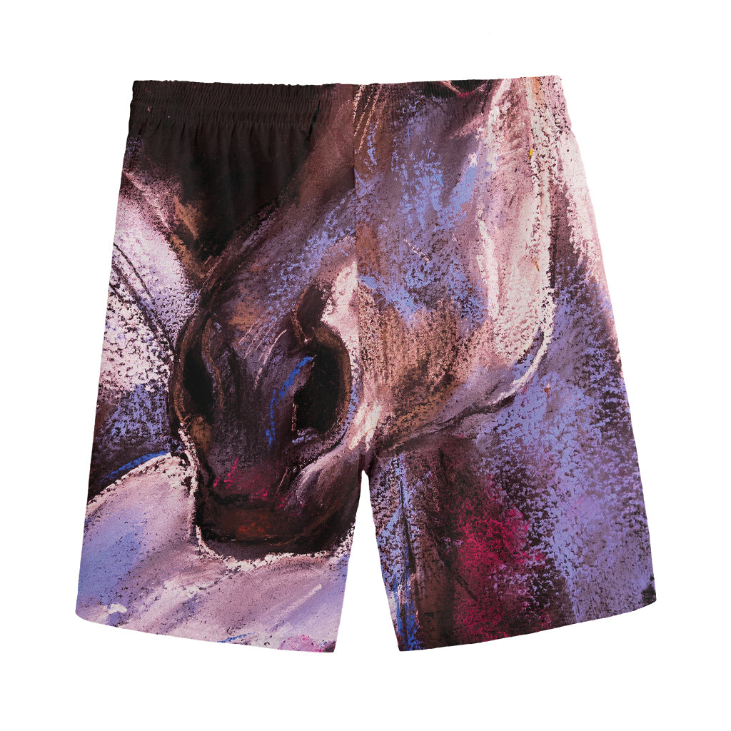 Dark Pink Horse Painting Print Men's Sports Shorts