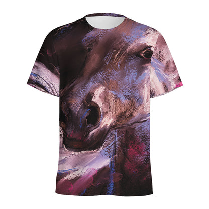 Dark Pink Horse Painting Print Men's Sports T-Shirt