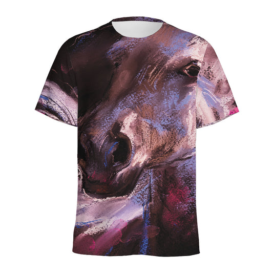 Dark Pink Horse Painting Print Men's Sports T-Shirt