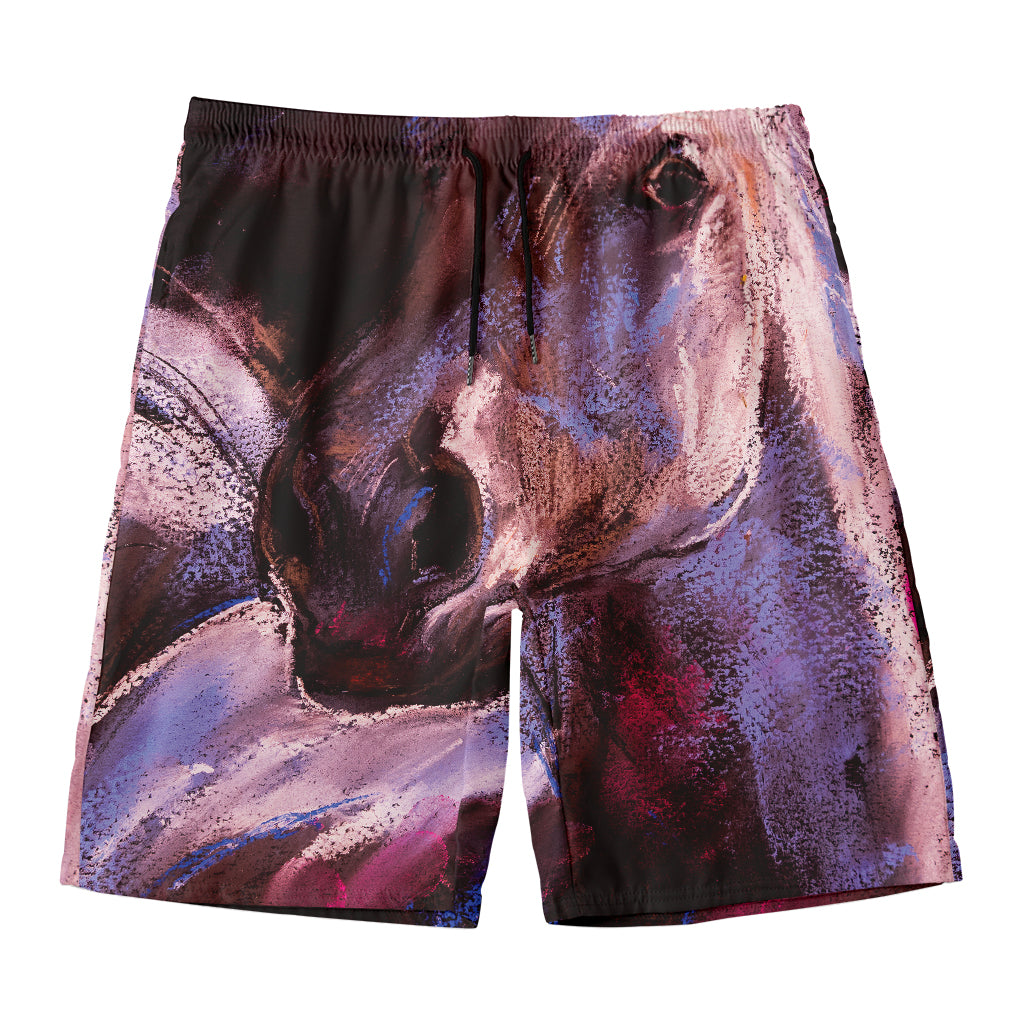 Dark Pink Horse Painting Print Men's Swim Trunks
