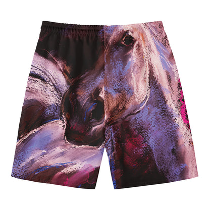 Dark Pink Horse Painting Print Men's Swim Trunks