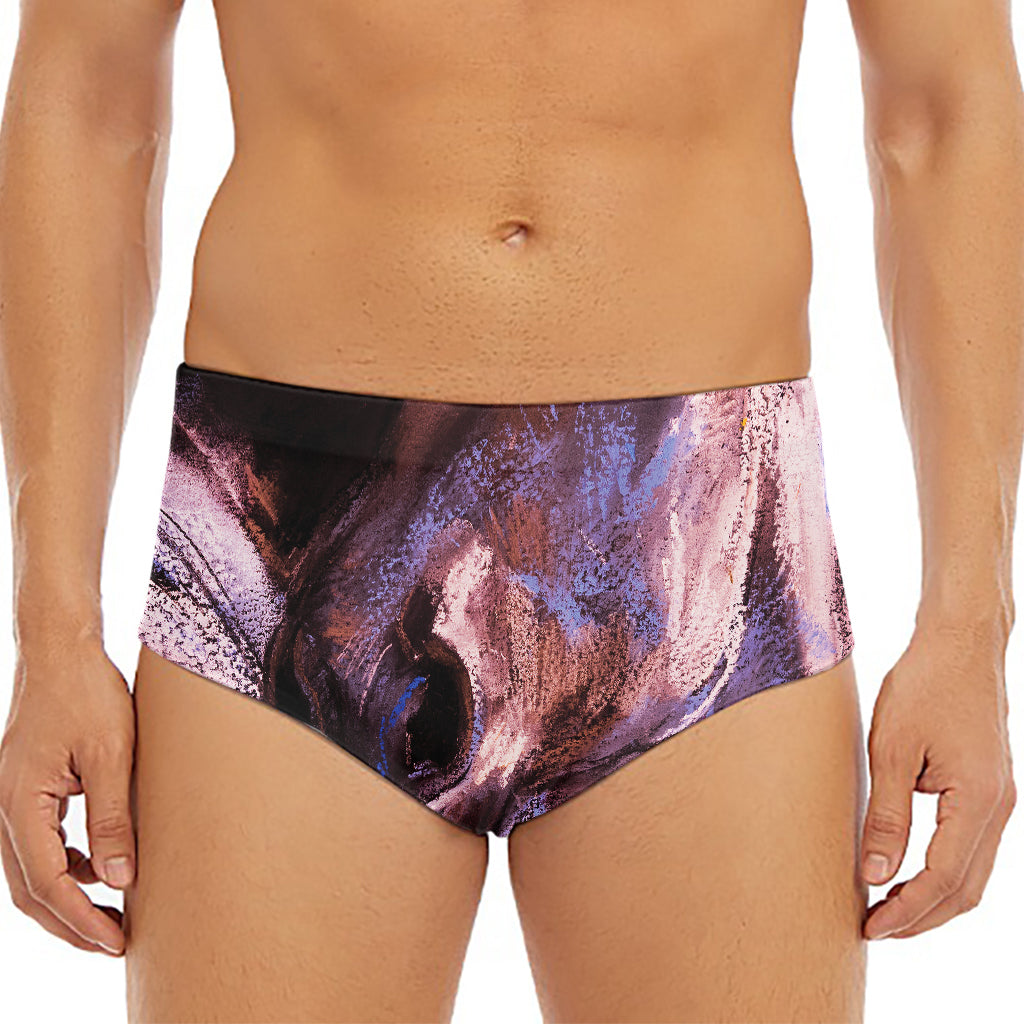 Dark Pink Horse Painting Print Men's Triangle Swim Briefs