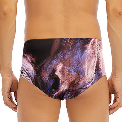 Dark Pink Horse Painting Print Men's Triangle Swim Briefs