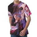 Dark Pink Horse Painting Print Men's Velvet T-Shirt