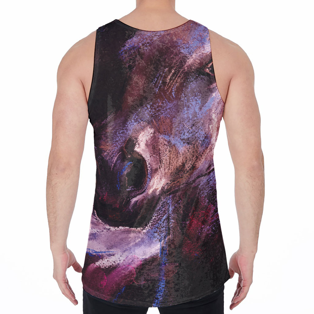 Dark Pink Horse Painting Print Men's Velvet Tank Top