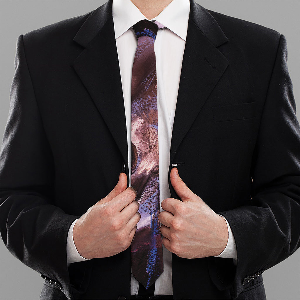 Dark Pink Horse Painting Print Necktie
