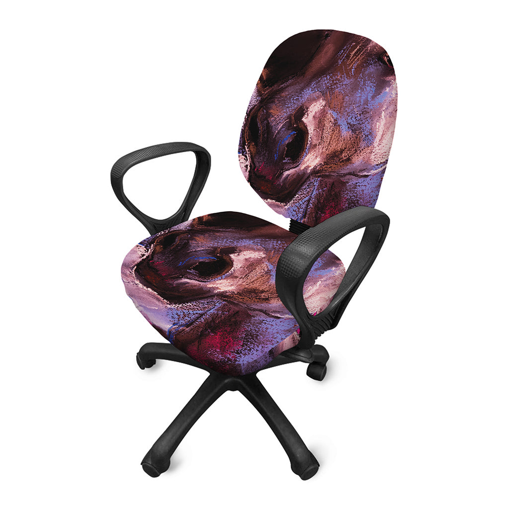 Dark Pink Horse Painting Print Office Chair Cover