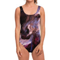 Dark Pink Horse Painting Print One Piece Swimsuit