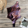 Dark Pink Horse Painting Print One Shoulder Bodysuit
