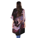Dark Pink Horse Painting Print Open Front Beach Cover Up