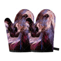 Dark Pink Horse Painting Print Oven Mitts