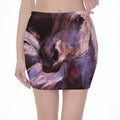 Dark Pink Horse Painting Print Pencil Mini Skirt
