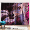 Dark Pink Horse Painting Print Pencil Pleat Curtains