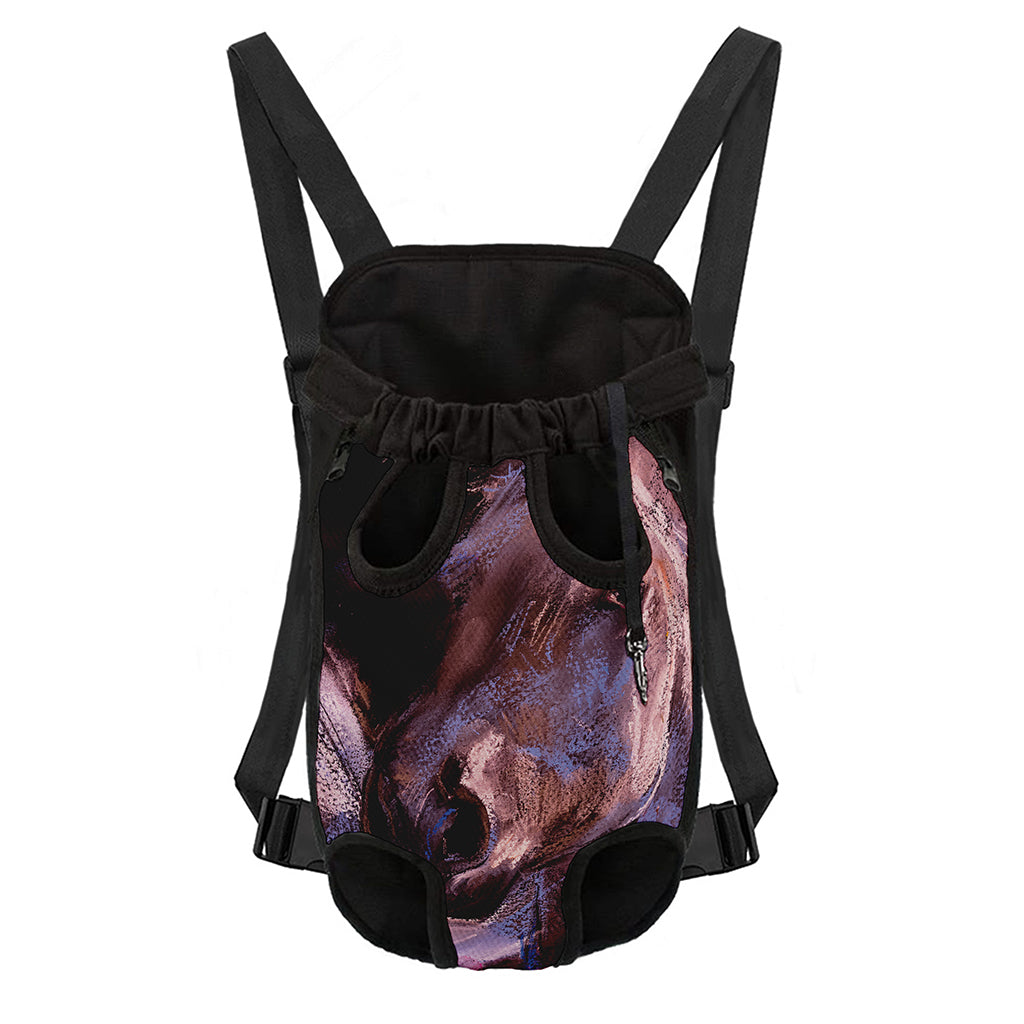 Dark Pink Horse Painting Print Pet Carrier Backpack