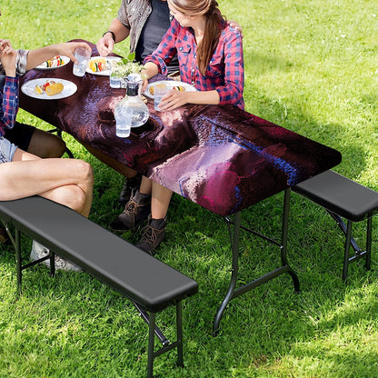 Dark Pink Horse Painting Print Picnic Table Cover