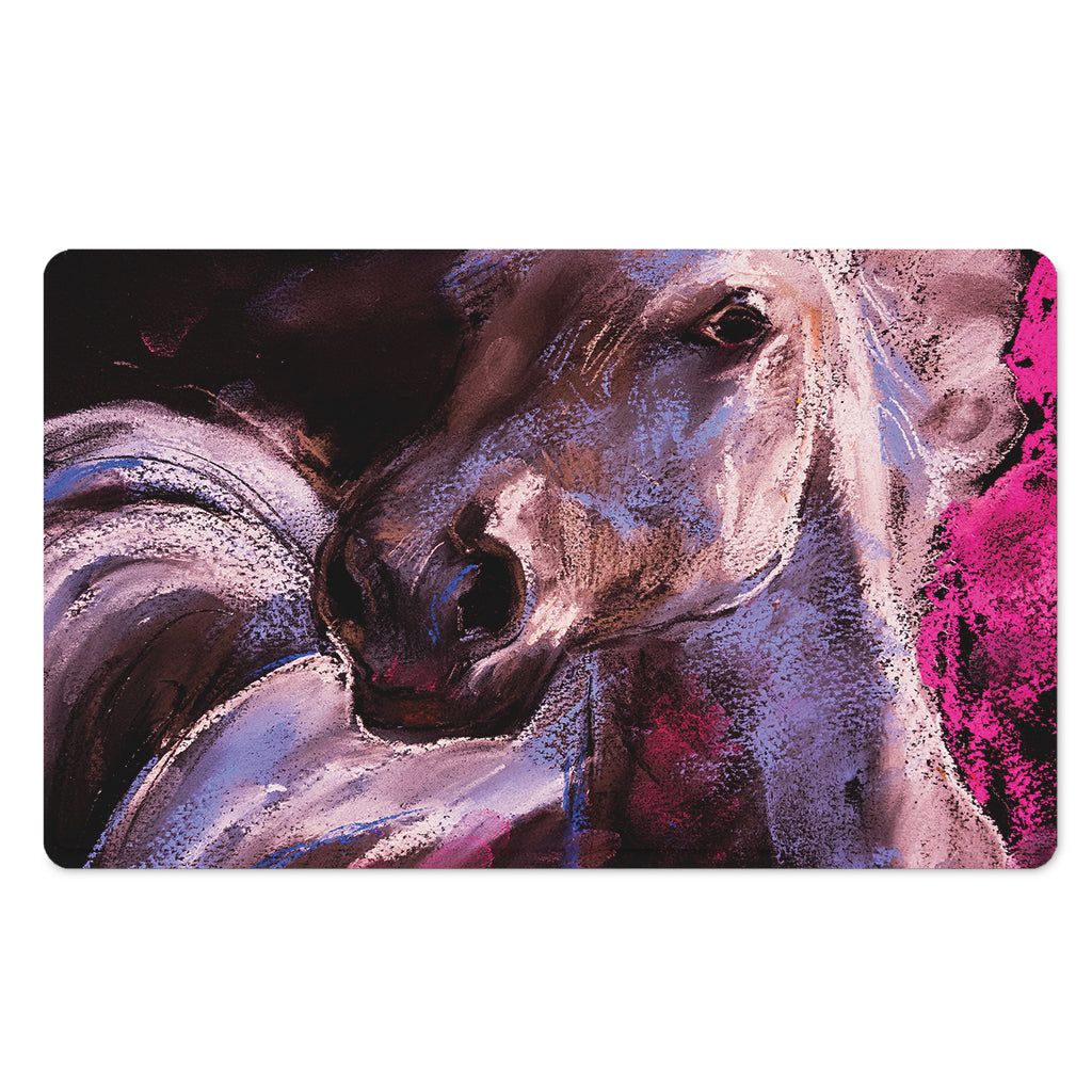Dark Pink Horse Painting Print Polyester Doormat