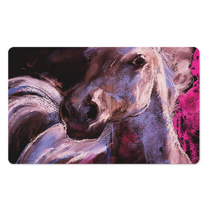 Dark Pink Horse Painting Print Polyester Doormat