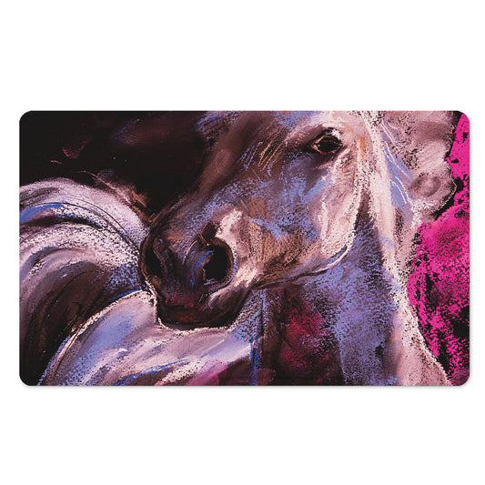 Dark Pink Horse Painting Print Polyester Doormat