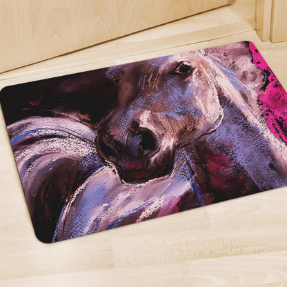 Dark Pink Horse Painting Print Polyester Doormat