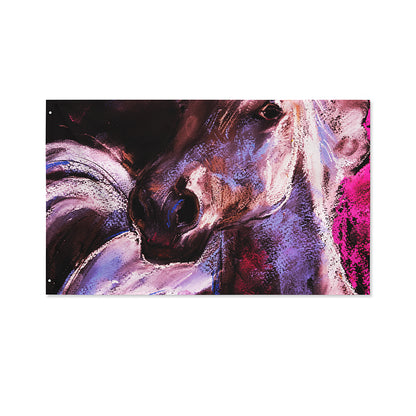 Dark Pink Horse Painting Print Polyester Flag
