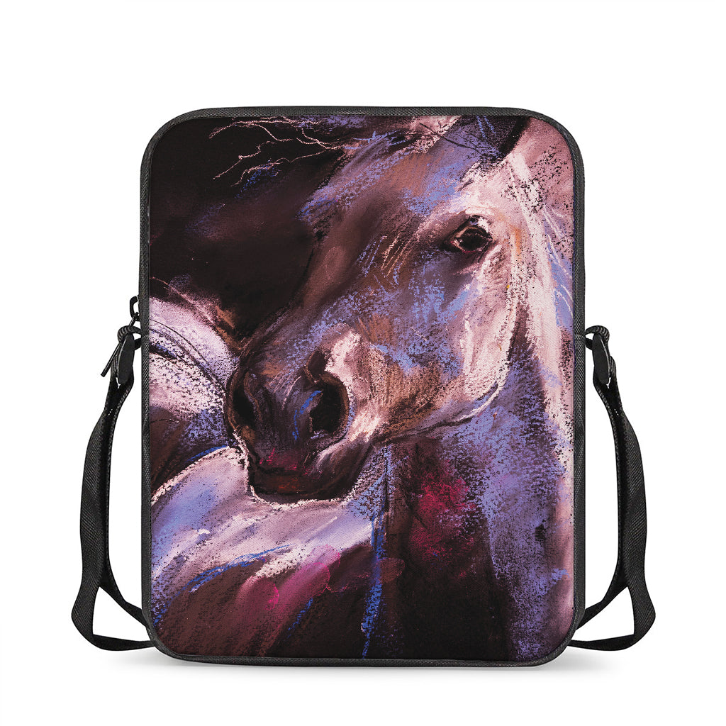 Dark Pink Horse Painting Print Rectangular Crossbody Bag