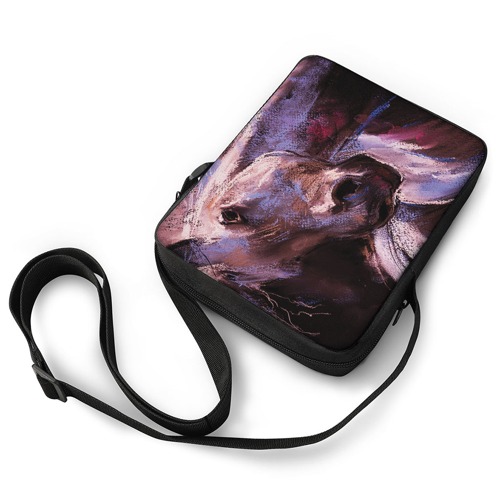 Dark Pink Horse Painting Print Rectangular Crossbody Bag