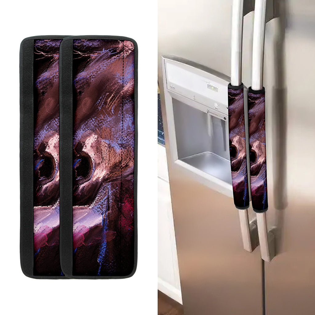 Dark Pink Horse Painting Print Refrigerator Handle Covers